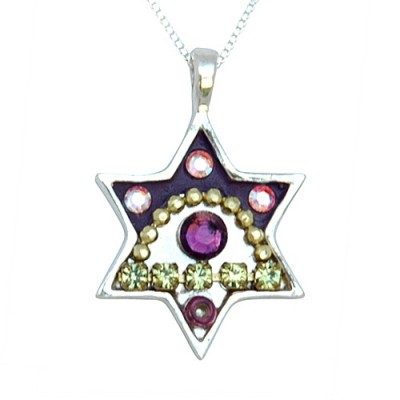 Purple Eye Star of David Necklace